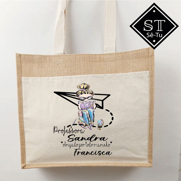 Tote bag Com bolso Frontal Professora - Sê-Tu